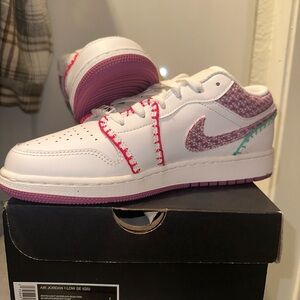 Nike Air Jordan Kids' White and Pink Sneakers